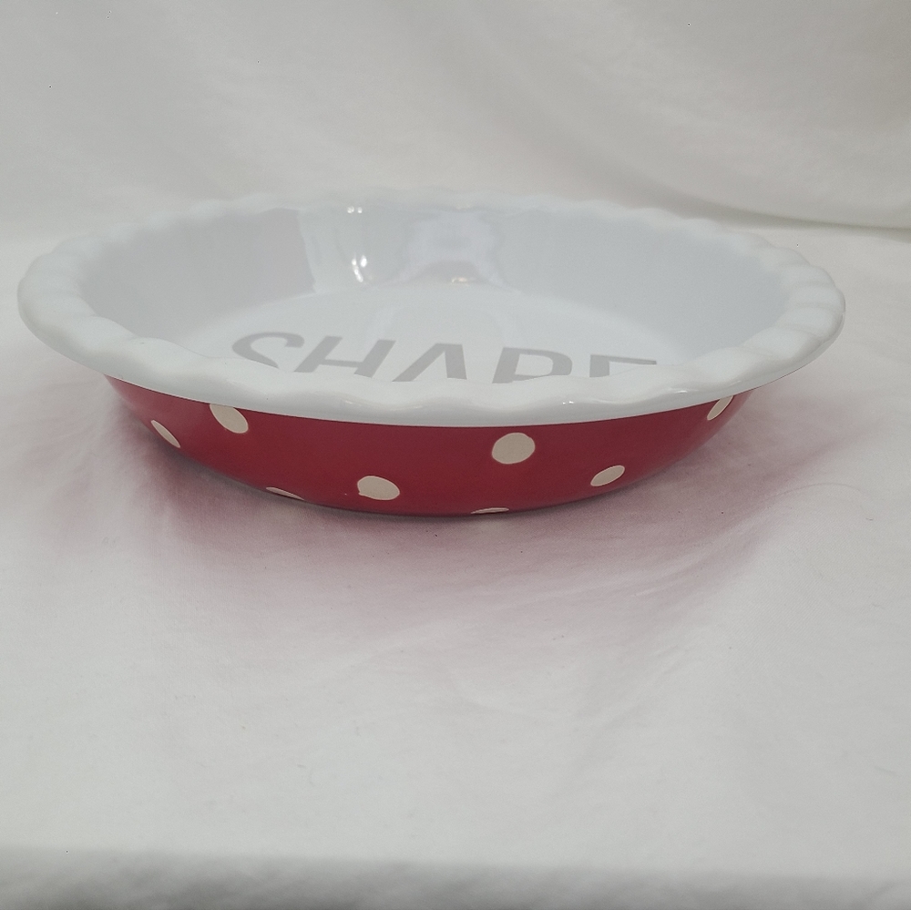 Red And White Polka Dot Pie/Quiche Serving Dish Plate